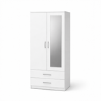 Wardrobe with Mirror & Drawers – White