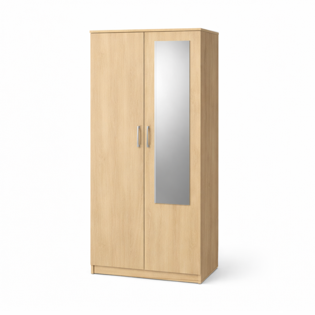 Wardrobe with Mirror - Oak