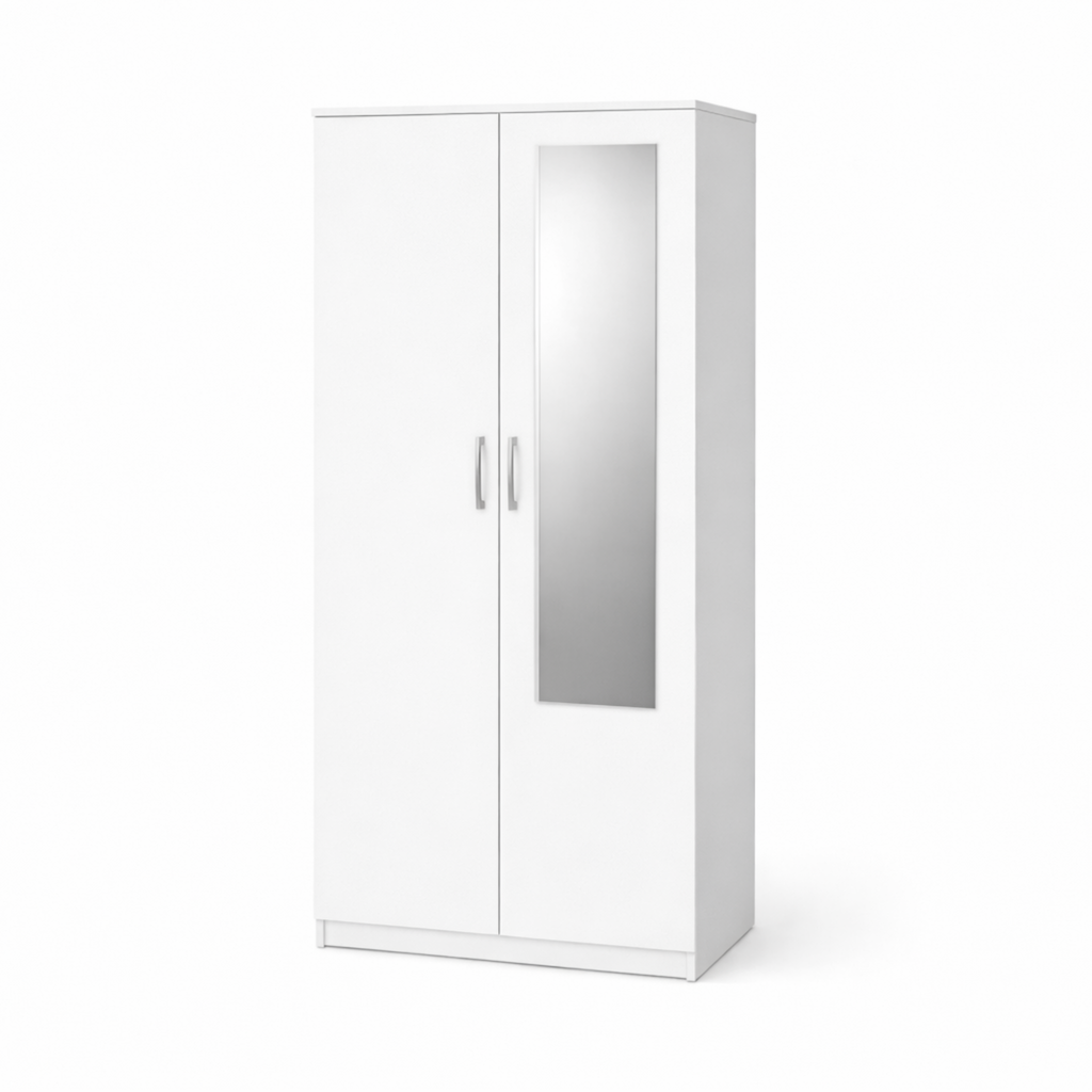 Wardrobe with Mirror - White