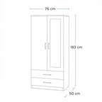 Wardrobe with Mirror & Drawers – White