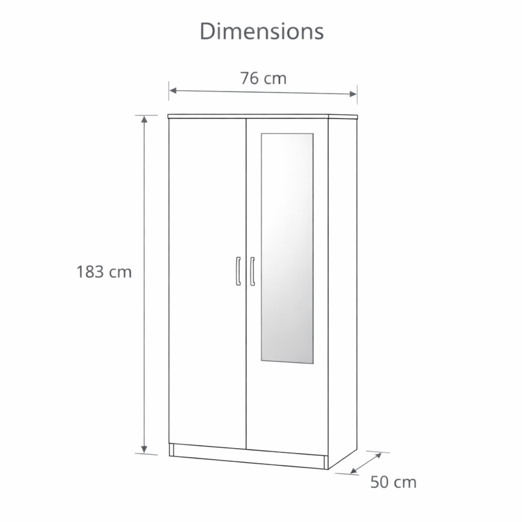Wardrobe with Mirror - White