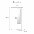 Wardrobe with Mirror - White