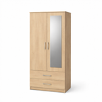 Wardrobe with Mirror & Drawers – Oak
